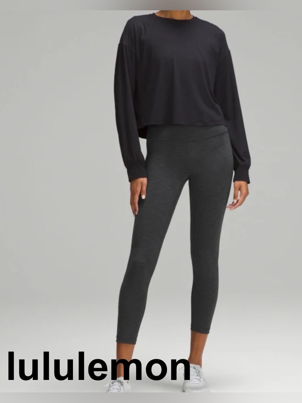 Sz 6 lululemon athletica Dark Charcoal Cotton Cropped Leggings